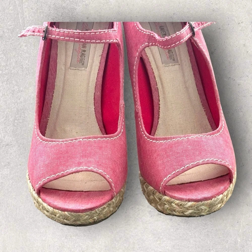 American Rag Kali Red Platform Espadrille High Heel Peep Open Toe Shoe SZ‎ 11M